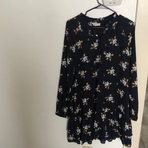 Loft floral navy blue dress